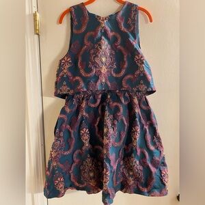 EUC BHLDN Anthro Green Brocade Dress, Sz 6